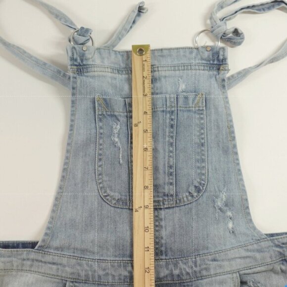 Basic House TBH Overall Womens Small Blue Denim Light Wash Crop Distressed Korea - Picture 11 of 16